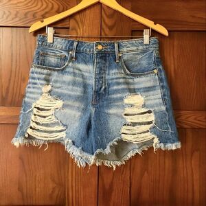Good American Blue Distressed Jean Shorts